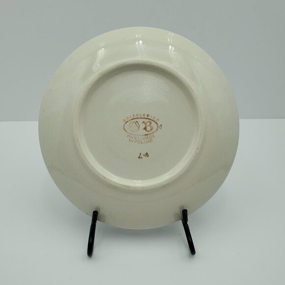 Polish Pottery Blue Checkerboard Dots Salad Plate Blue Checks Saucer - Picture 3 of 6